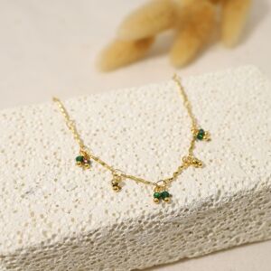 Bracelet doré chaîne avec perles vertes