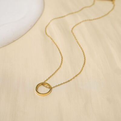 Gold chain necklace with circle