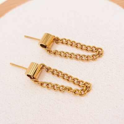 Gold multi-line wavy hoop earrings