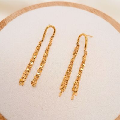 U-shaped earrings with multi dangling chains