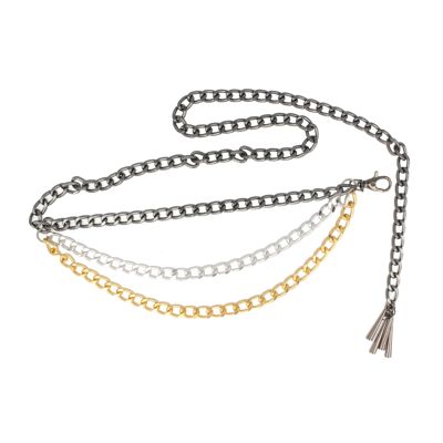 Chain belt silver gold 3-fold