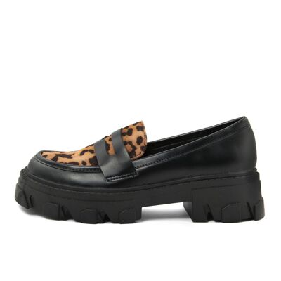 Fashion Attitude Women's Moccasins in Black color - Heel height: 5cm; Winter Collection; Article FAG_Q1075_LEOPARD
