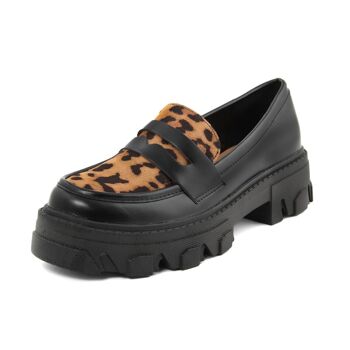 Mocassins pour Femme Fashion Attitude de couleur Noir - Hauteur du talon : 5 cm ; Collection Hiver ; Article FAG_Q1075_LEOPARD 4