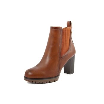 Bottines pour Femme Fashion Attitude de couleur Cuir - Hauteur du talon : 8 cm - Collection Hiver ; Article FAG_SA6200_CAMEL 8