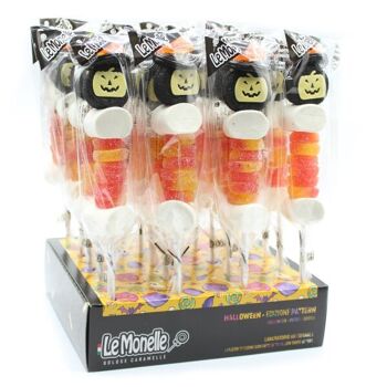 PRÉSENTOIR DE BROCHETTES GUIMAUVE CITROUILLE HALLOWEEN 70g - lot de 20 brochettes 2