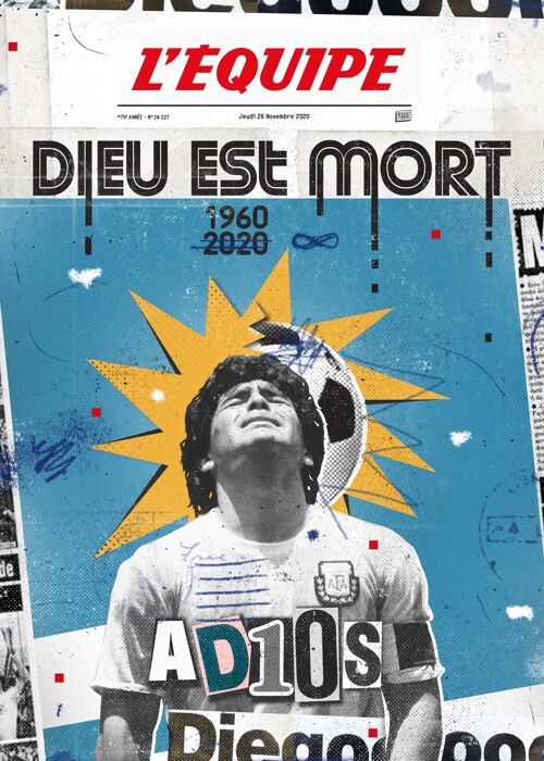 Affiche - L'Equipe - Maradona - Digigraphie - 30X40 - Plakat