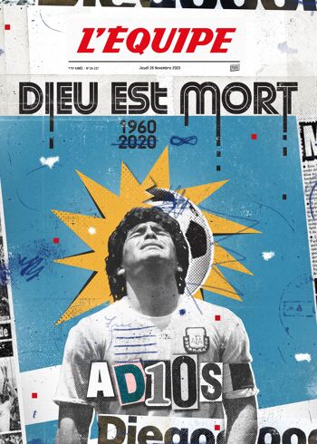 Affiche - L'Equipe - Maradona - Digigraphie - 30X40 - Plakat 1