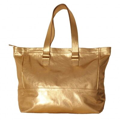 Gold leather tote bag