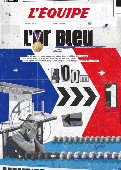 Affiche - L'Equipe - Manaudou - Digigraphie - 30X40 - Plakat