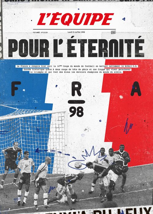 Affiche - L'Equipe - FRANCE 98 - Digigraphie - 30X40 - Plakat