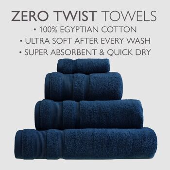Serviettes de luxe en coton égyptien zéro torsion - Bleu marine 3
