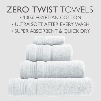 Serviettes de luxe en coton égyptien zéro torsion - Blanc 3