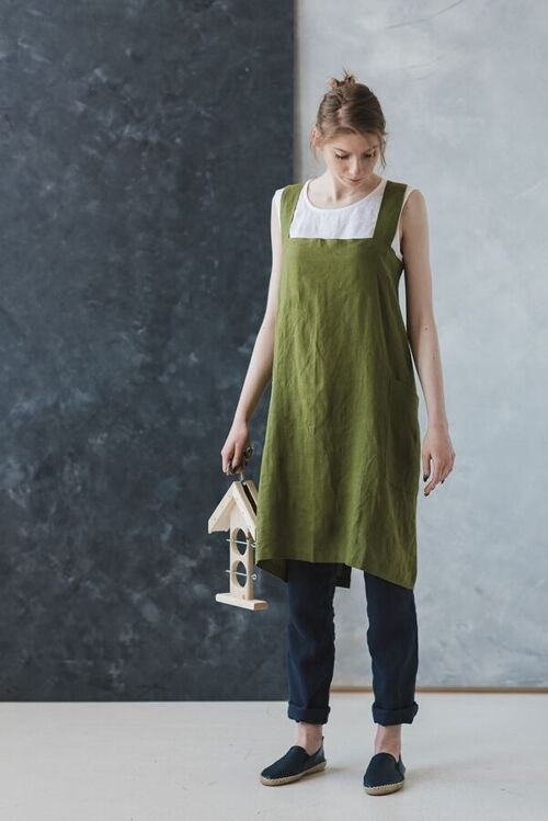Linen Japanese Style Apron in Various Colors