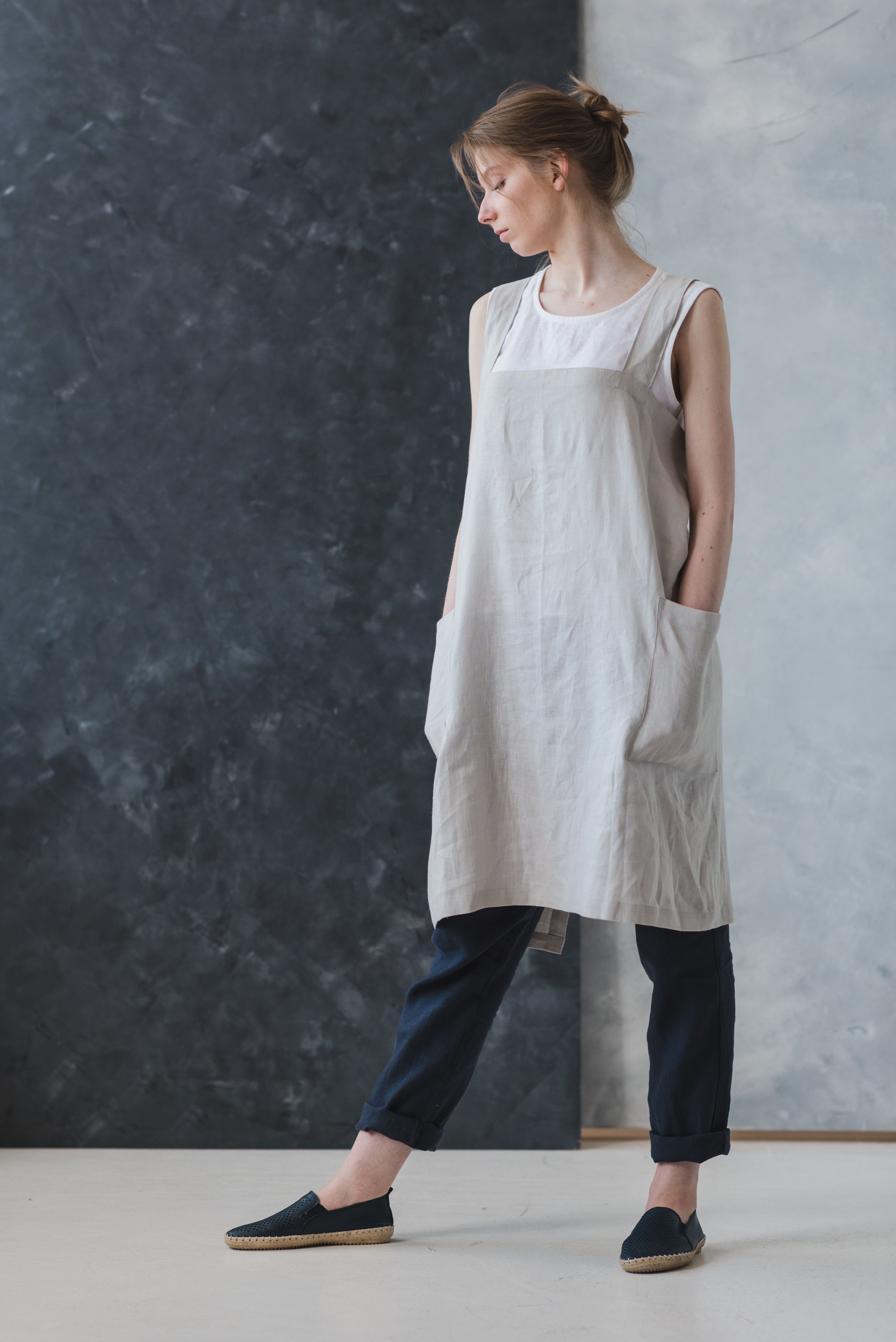Linen Japanese Style Apron in Various Colors