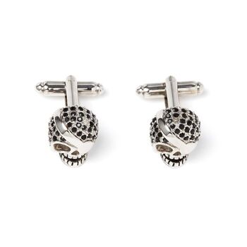 Boutons de manchettes -  TETE DE MORT STRASS 1