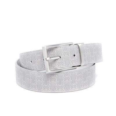 Gray New York leather belt