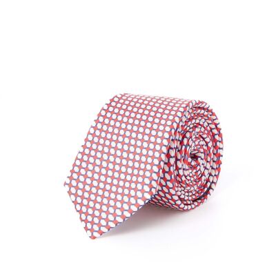 Corbata sarga hexágonos blancos rojos