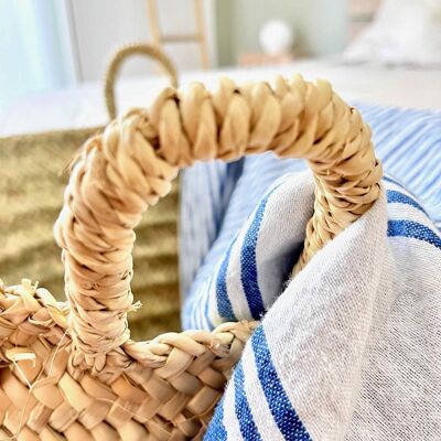 Large woven palm leaf basket - Anne