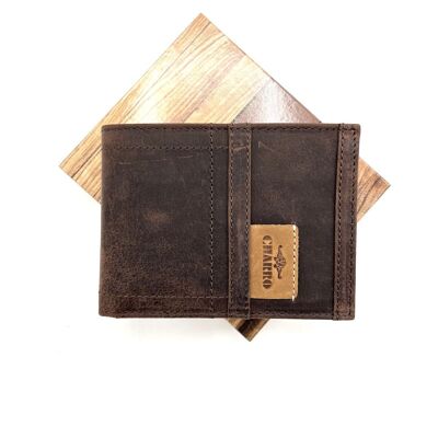 Portefeuille en cuir véritable, marque Charro, effet vintage, art. HU-31123