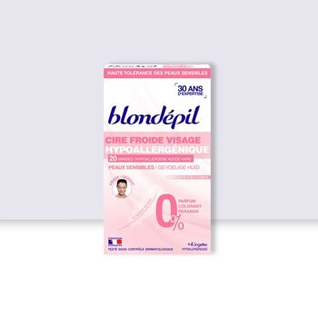 CIRE FROIDE HYPOALLERGÉNIQUE VISAGE - Peaux sensibles (20 bandes) - BLONDÉPIL 2