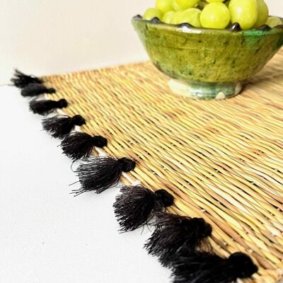 Palm fiber and colored wool placemat - Hamza