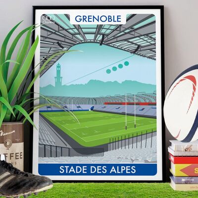 Cartel GRENOBLE Estadio de los Alpes I Cartel de Rugby