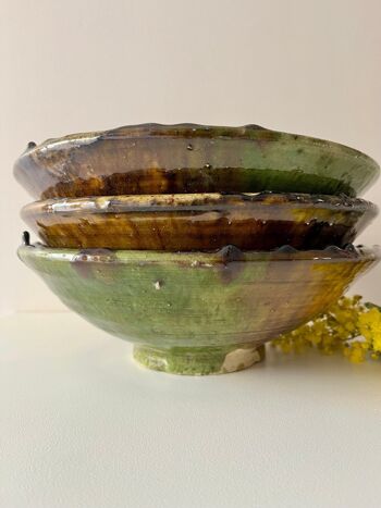 Grande assiette creuse bicolore en poterie de Tamegroute - Sara 8