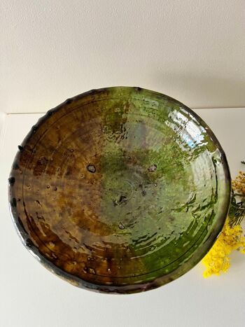 Grande assiette creuse bicolore en poterie de Tamegroute - Sara 9