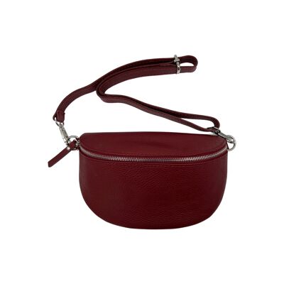 LINA BELT BAG IN GRAINED LEATHER 25CM BURGUNDY