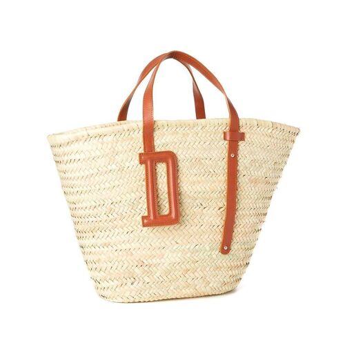 Panier paille large D camel