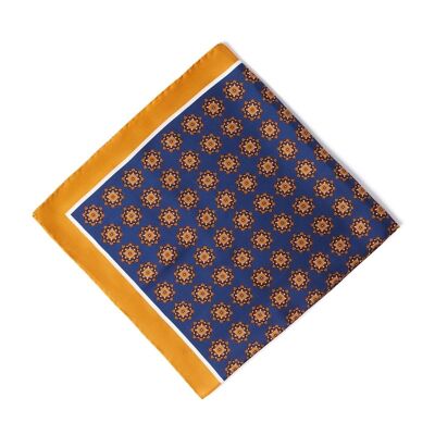 Pañuelo de seda mandala azul marino