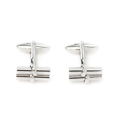 Cufflinks - DOUBLE SILVER CYLINDER