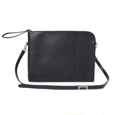 Large plain black zip pouch