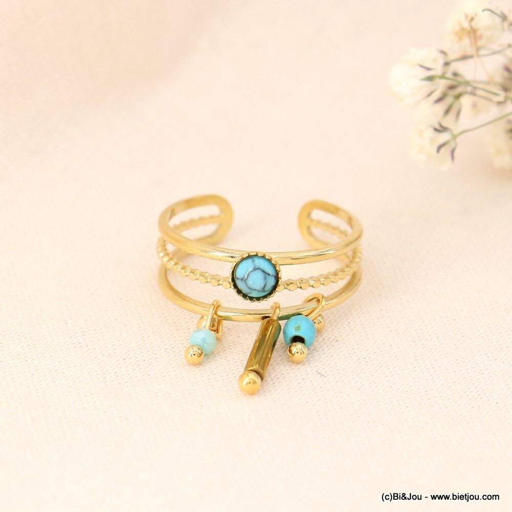 Anello triplo anello in acciaio con charm pietra cristallo 0423028