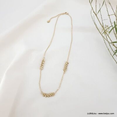 Damen-Halskette mit drei Weizenähren aus Edelstahl 0123025