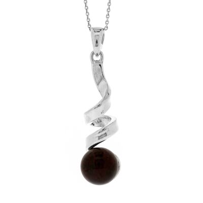 Cherry Amber Chunky Corkscrew Pendant with 18" Trace Chain and Box