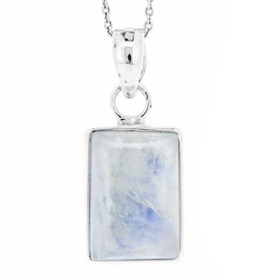 Rectangle Moonstone Pendant with 18" Trace Chain and Presentation Box