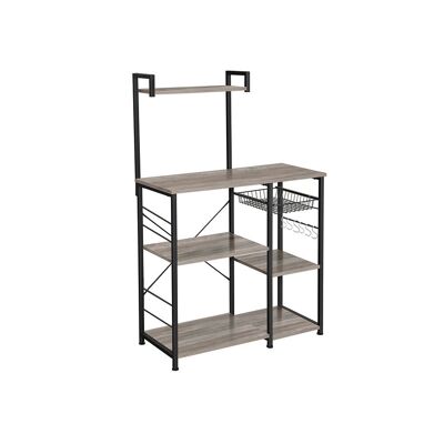 Living Design Greige-Black industrial design kitchen shelf 90 x 40 x 132 cm (L x W x H)
