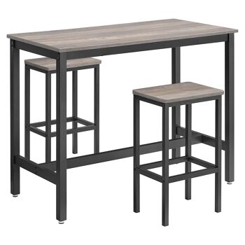 Living Design Ensemble de table de bar Greige Noir 120 x 60 x 90 cm (L x L x H) 1