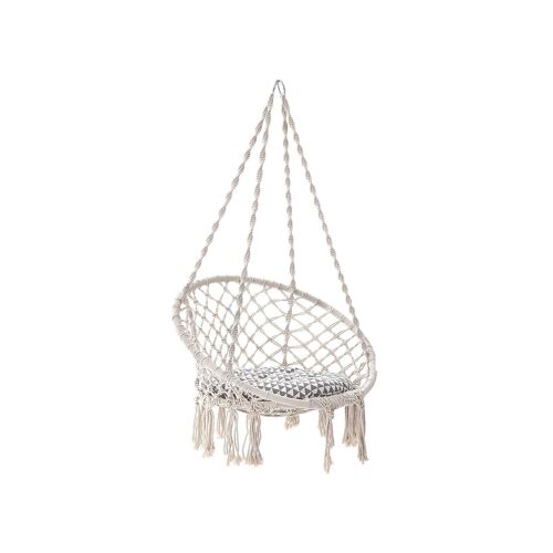 Living Design Cream white hanging chair with thick cushion