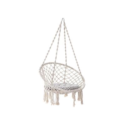 Living Design Silla colgante blanca crema con cojín grueso