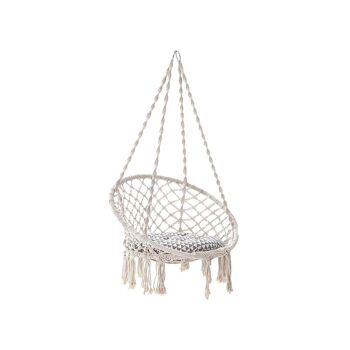 Living Design Chaise suspendue blanc crème avec coussin épais 1