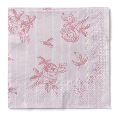 Disposable wedding napkin in rose made of tissue 33 x 33 cm, 20 pieces - roses