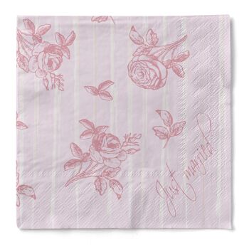 Serviette de mariage jetable en rose en tissu 33 x 33 cm, 20 pièces - roses 1