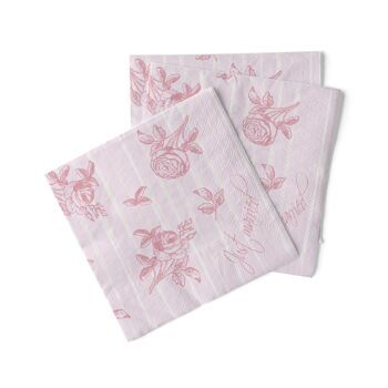 Serviette de mariage jetable en rose en tissu 33 x 33 cm, 20 pièces - roses 2