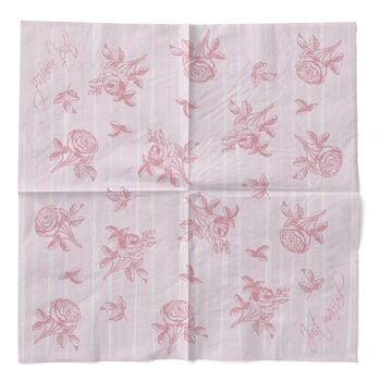 Serviette de mariage jetable en rose en tissu 33 x 33 cm, 20 pièces - roses 3