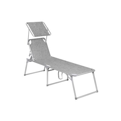 Living Design Chaise longue mixte grise 65 x 200 x 48 cm (L x L x H)