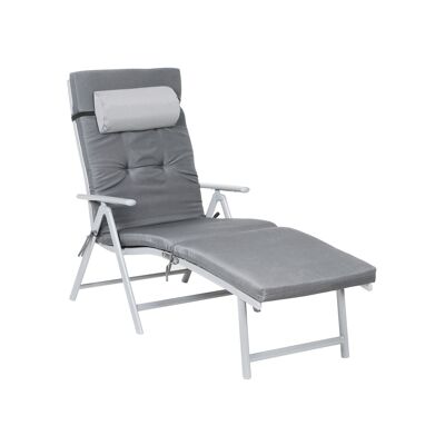 Living Design Chaise longue avec coussin gris 183 x 60 x 39 cm (L x L x H)