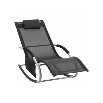 Living Design Chaise à bascule de jardin noire 172 x 63 x 84 cm (L x L x H)