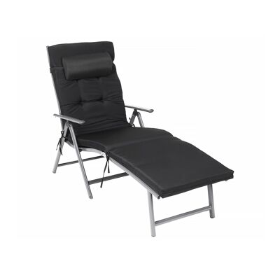 Living Design Chaise longue avec coussin noir 183 x 60 x 39 cm (L x L x H)